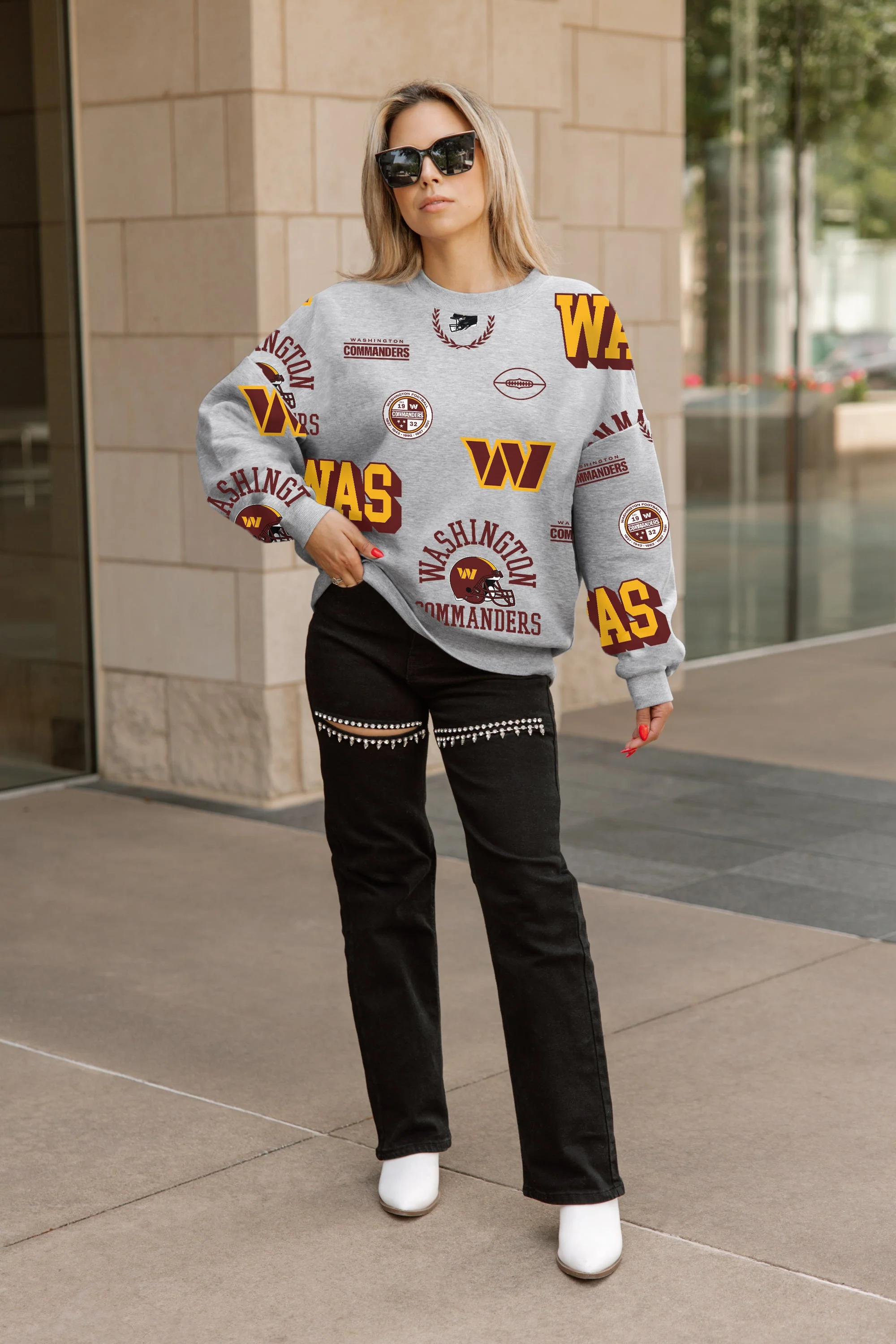 WASHINGTON COMMANDERS ALWAYS ON REPEAT PREMIUM FLEECE CREW SWEATSHIRT - Image 3