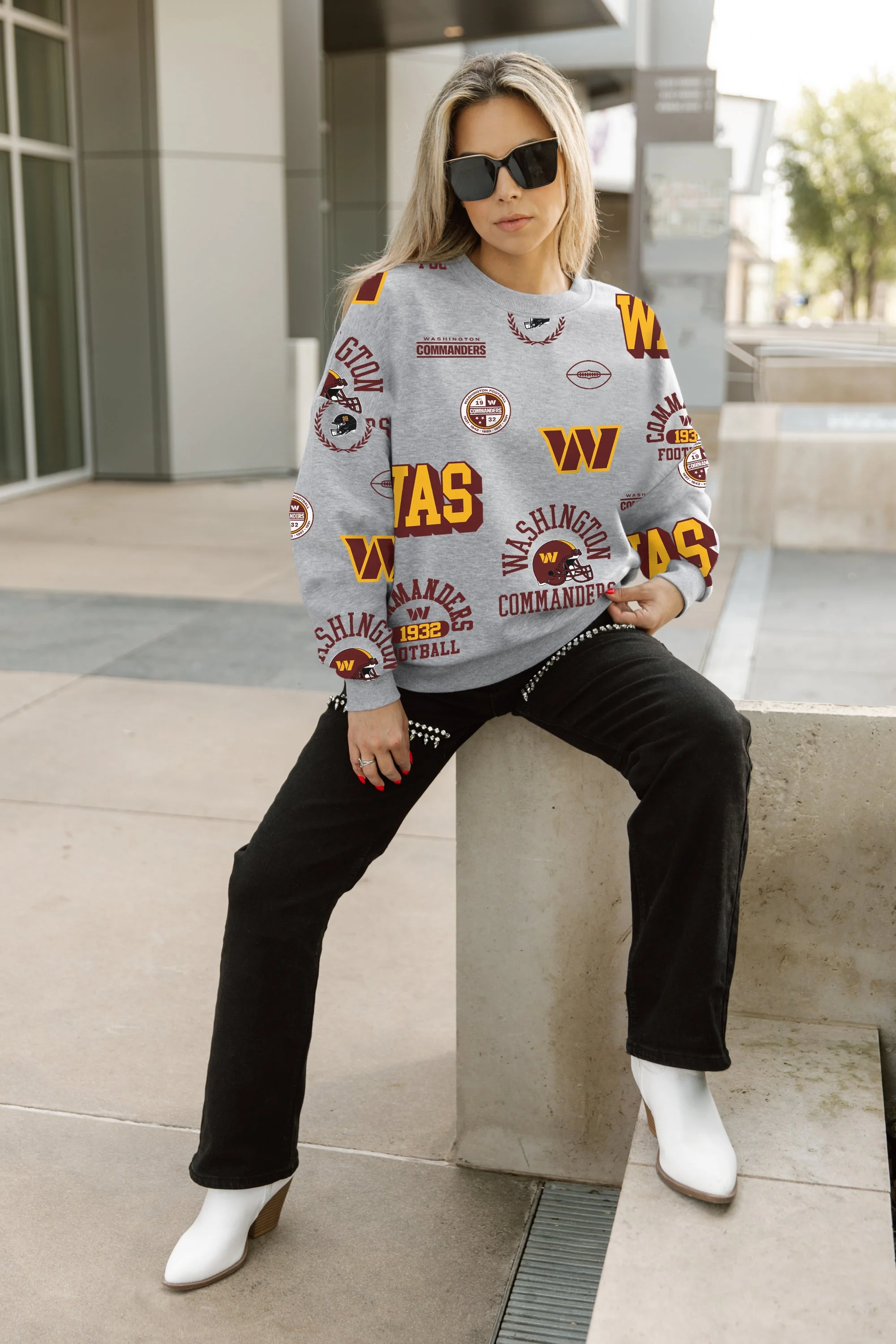 WASHINGTON COMMANDERS ALWAYS ON REPEAT PREMIUM FLEECE CREW SWEATSHIRT - Image 5