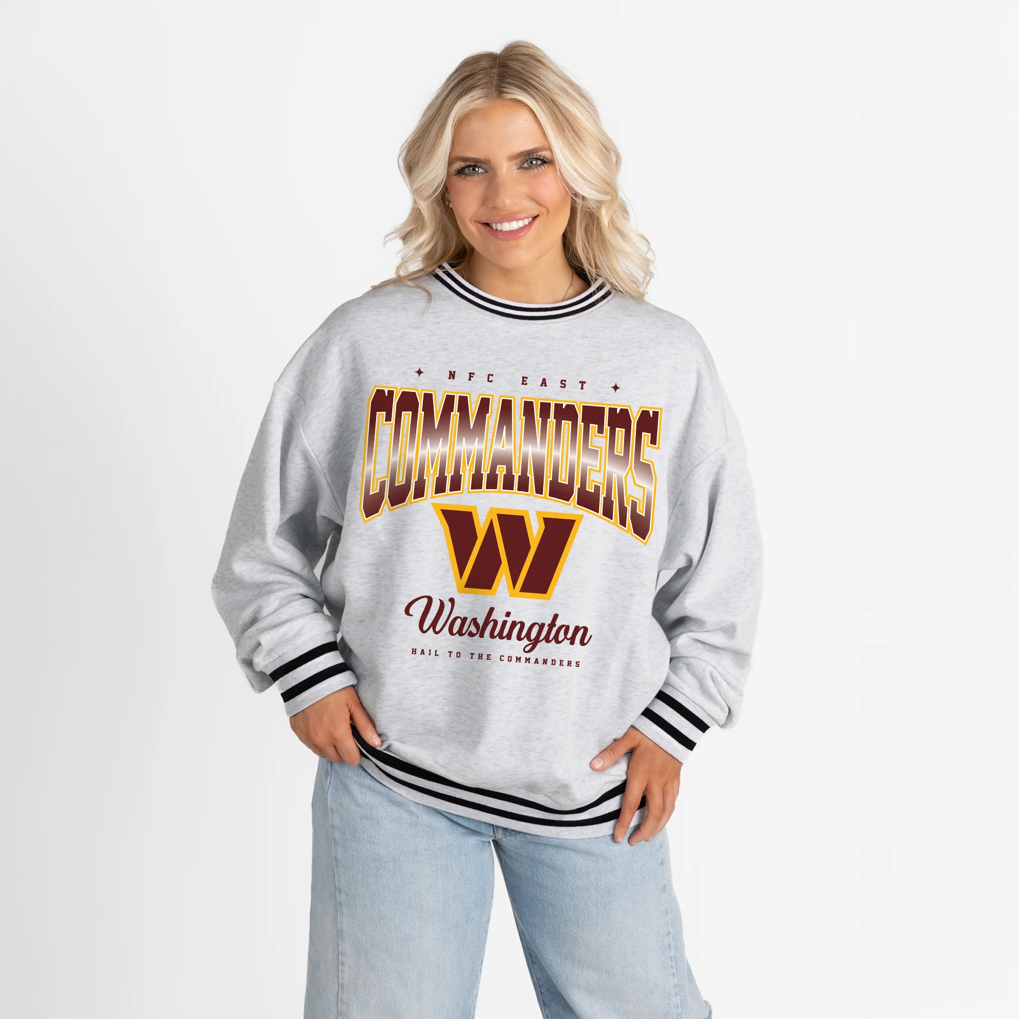 WASHINGTON COMMANDERS GRIDIRON DRIVE CREW FLEECE RINGER SWEATSHIRT