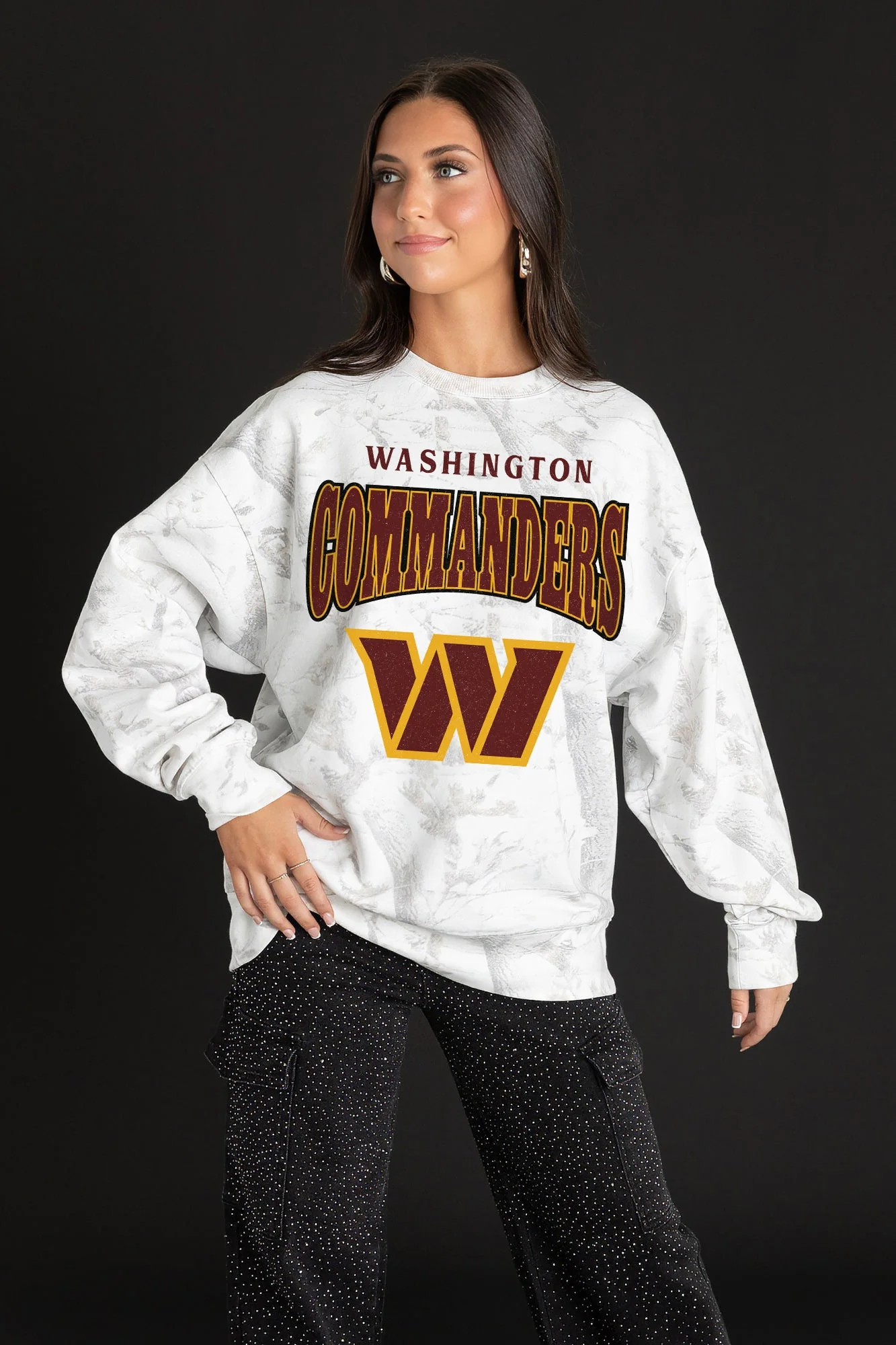 WASHINGTON COMMANDERS RALLY READY PREMIUM DROP SHOULDER CAMO PULLOVER