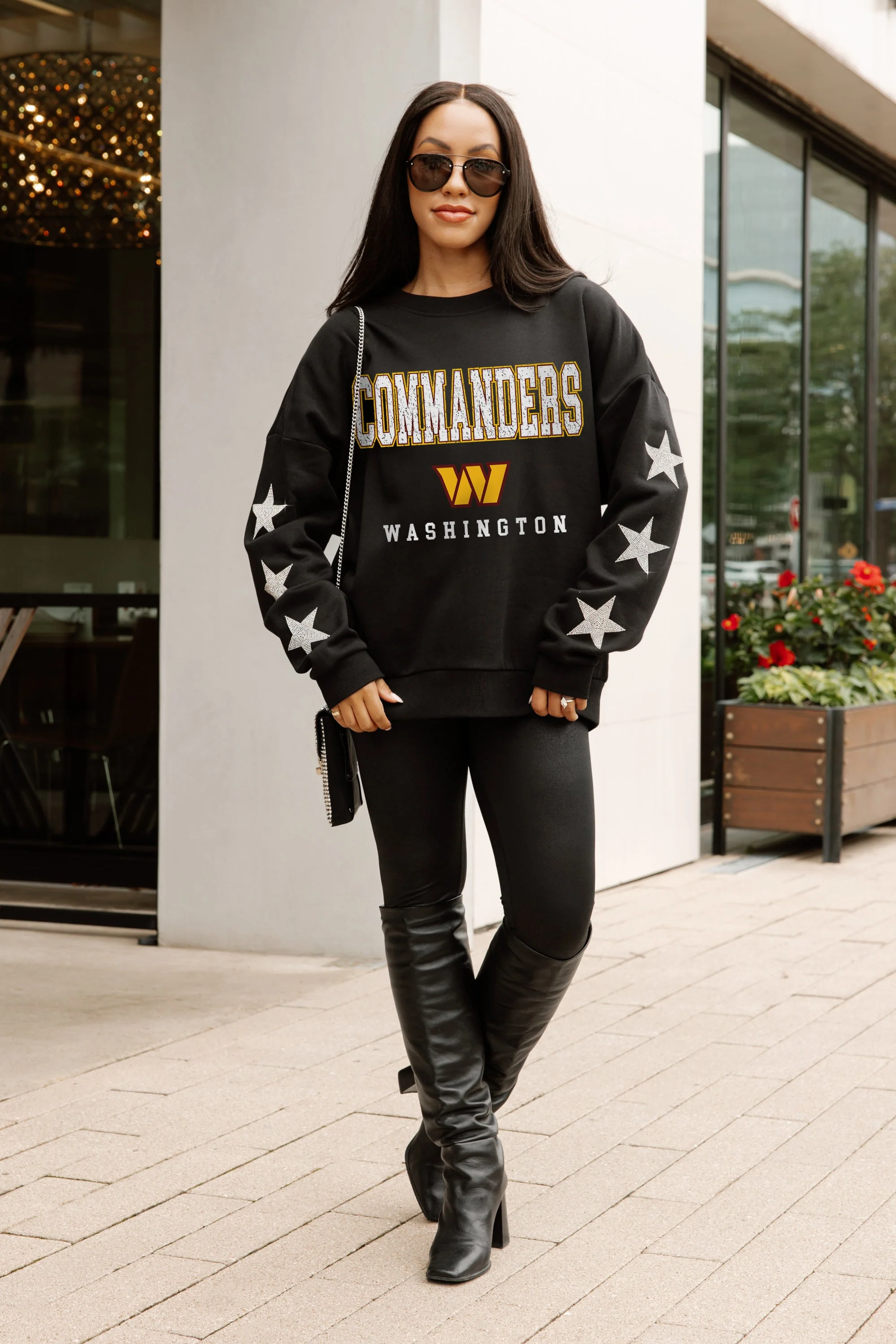 WASHINGTON COMMANDERS VELOCITY STAR EMBELLISHED CREW SWEATSHIRT