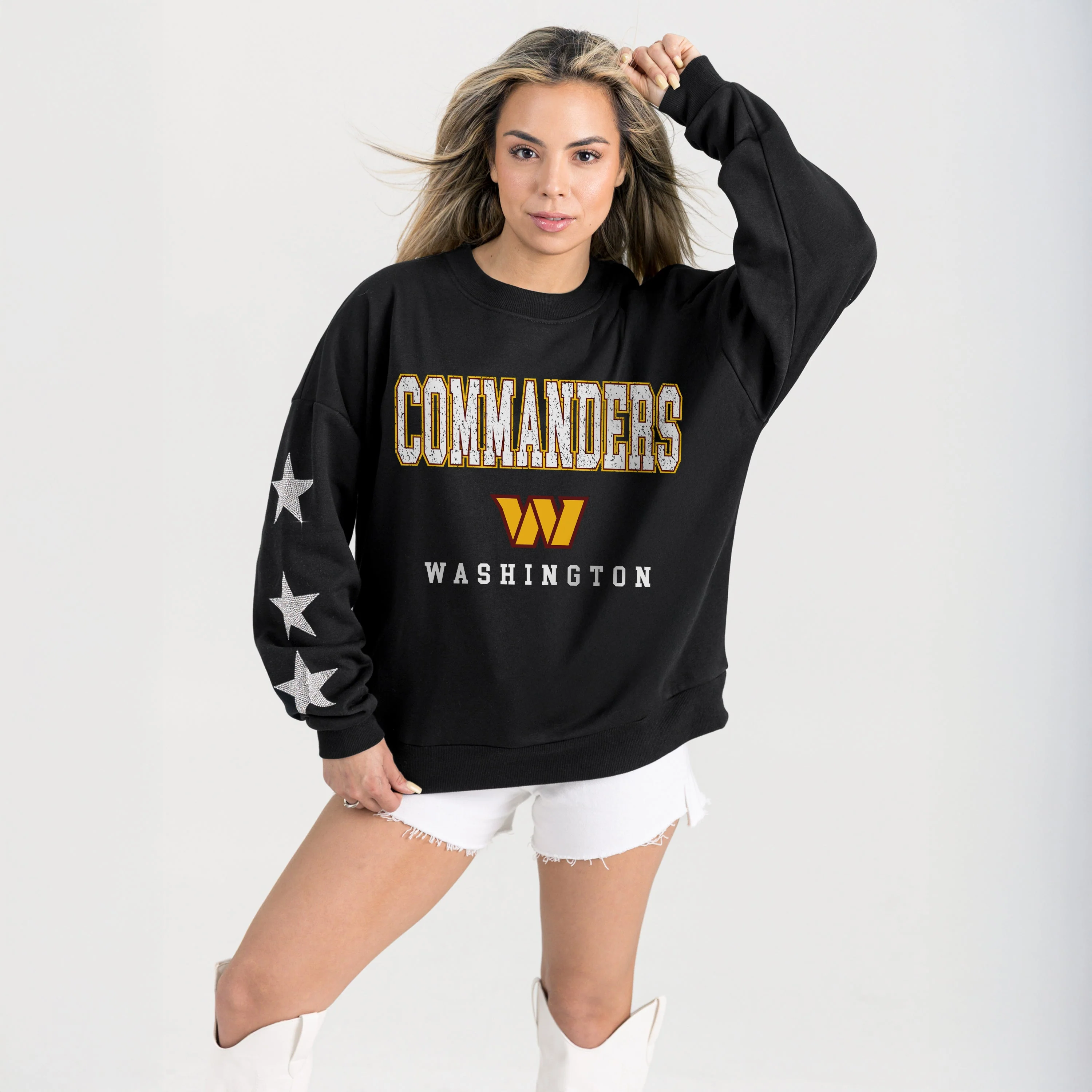 WASHINGTON COMMANDERS VELOCITY STAR EMBELLISHED CREW SWEATSHIRT - Image 5
