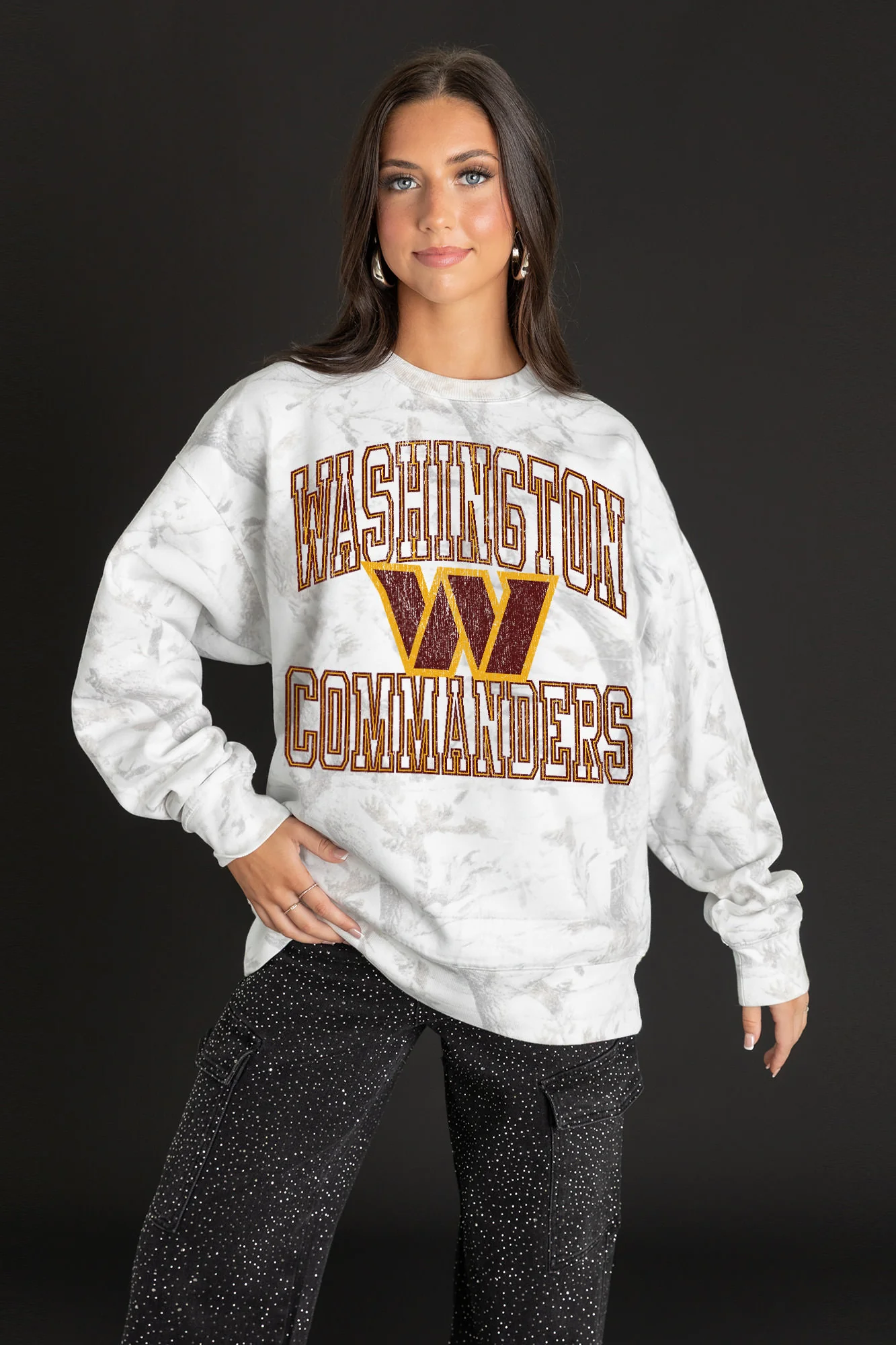 WASHINGTON COMMANDERS WHITEOUT PREMIUM DROP SHOULDER CAMO PULLOVER