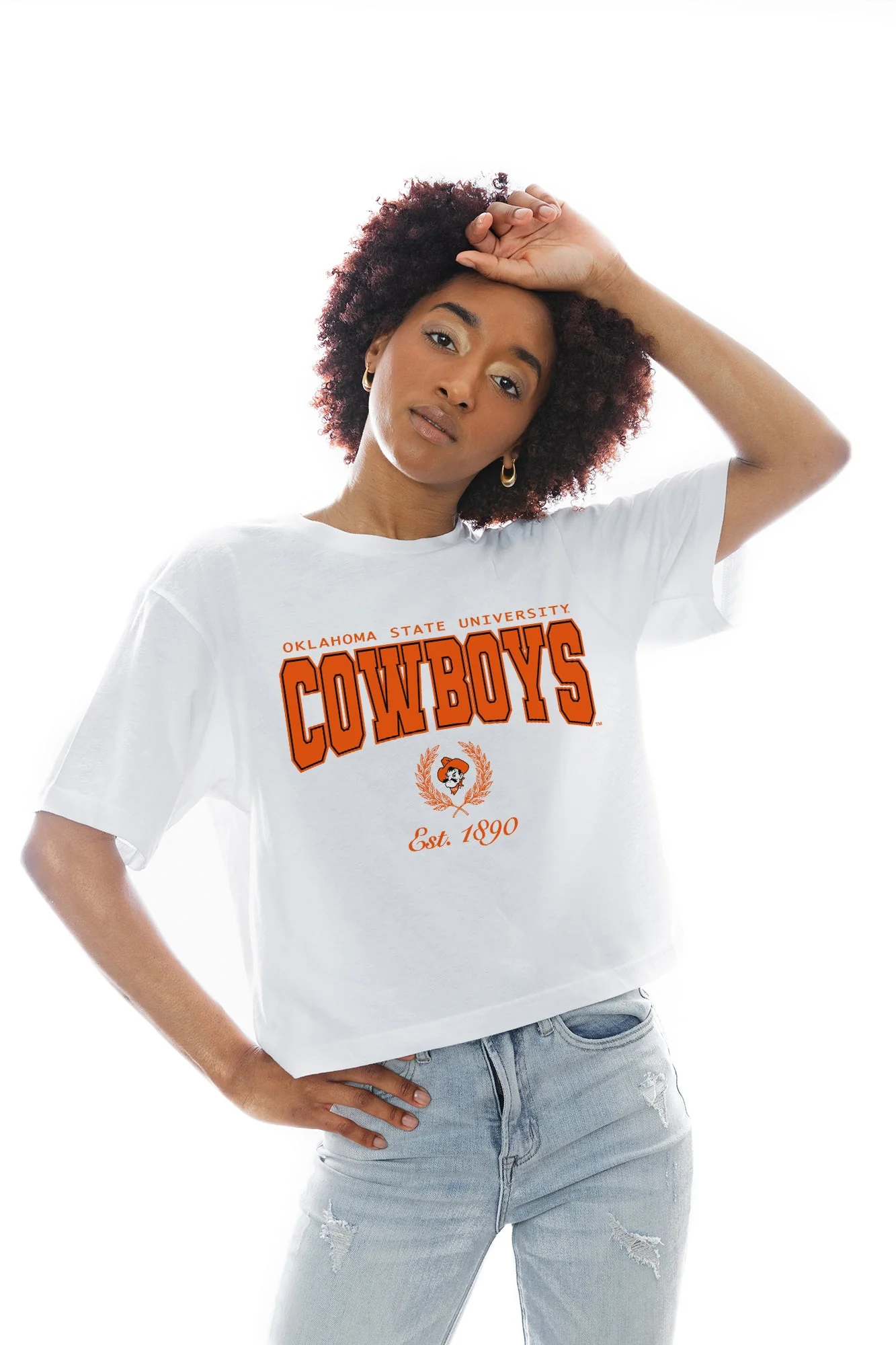 OKLAHOMA STATE COWBOYS EASY WIN BOXY FIT CROP TEE - Image 3