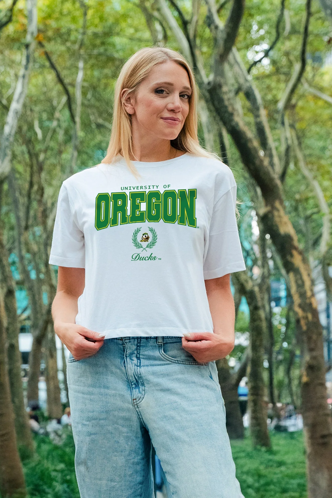 OREGON DUCKS EASY WIN BOXY FIT CROP TEE