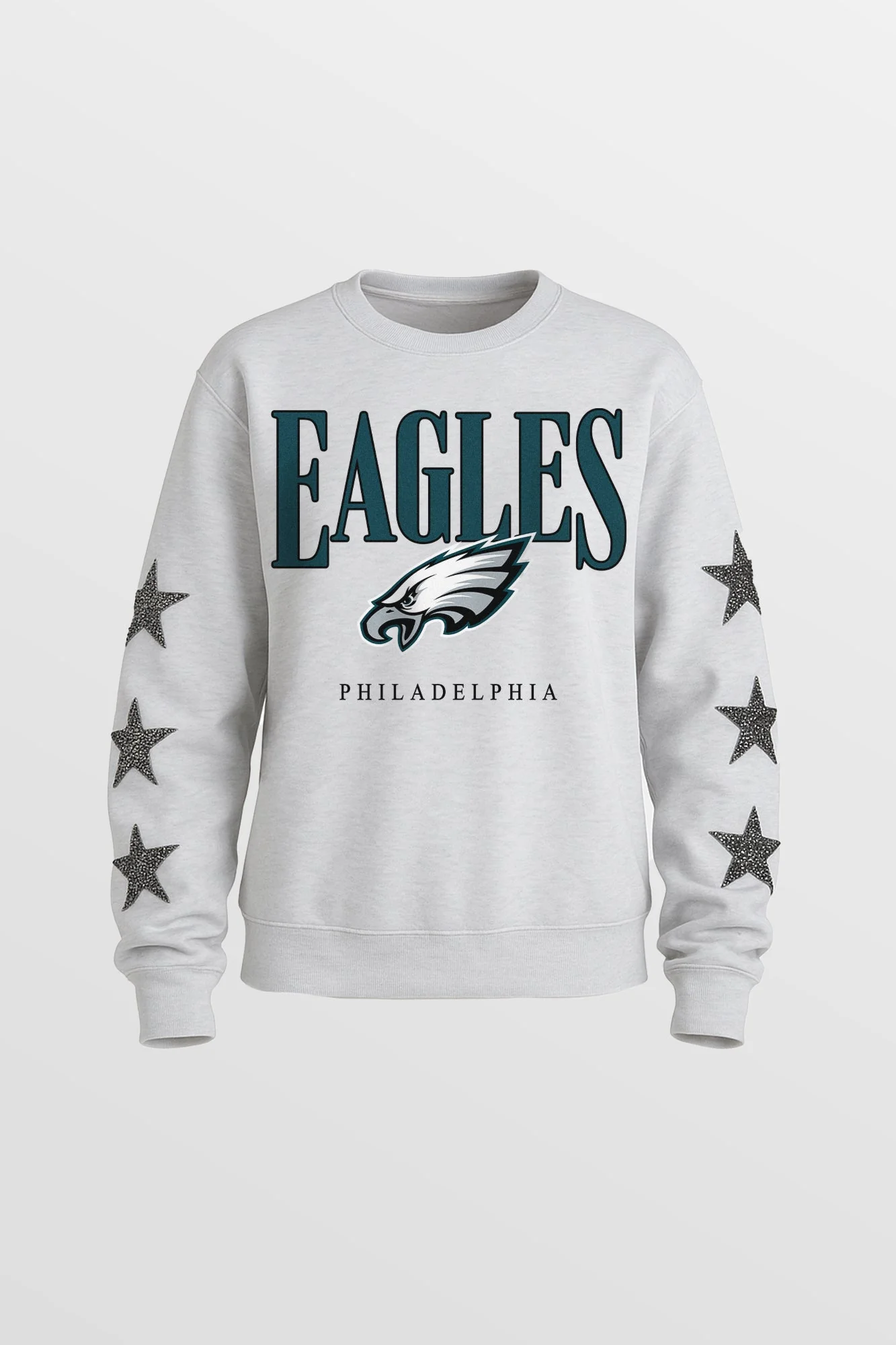 PHILADELPHIA EAGLES BOLD PLAY STAR EMBELLISHED CREW SWEATSHIRT BY RANDI MAHOMES