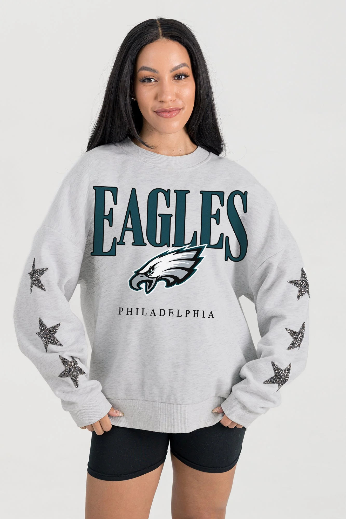 PHILADELPHIA EAGLES BOLD PLAY STAR EMBELLISHED CREW SWEATSHIRT BY RANDI MAHOMES - Image 3