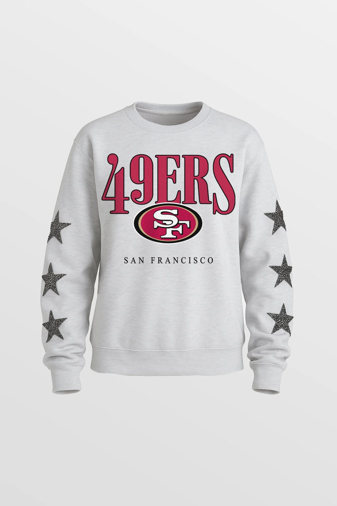 SAN FRANCISCO 49ERS BOLD PLAY STAR EMBELLISHED CREW SWEATSHIRT BY RANDI MAHOMES