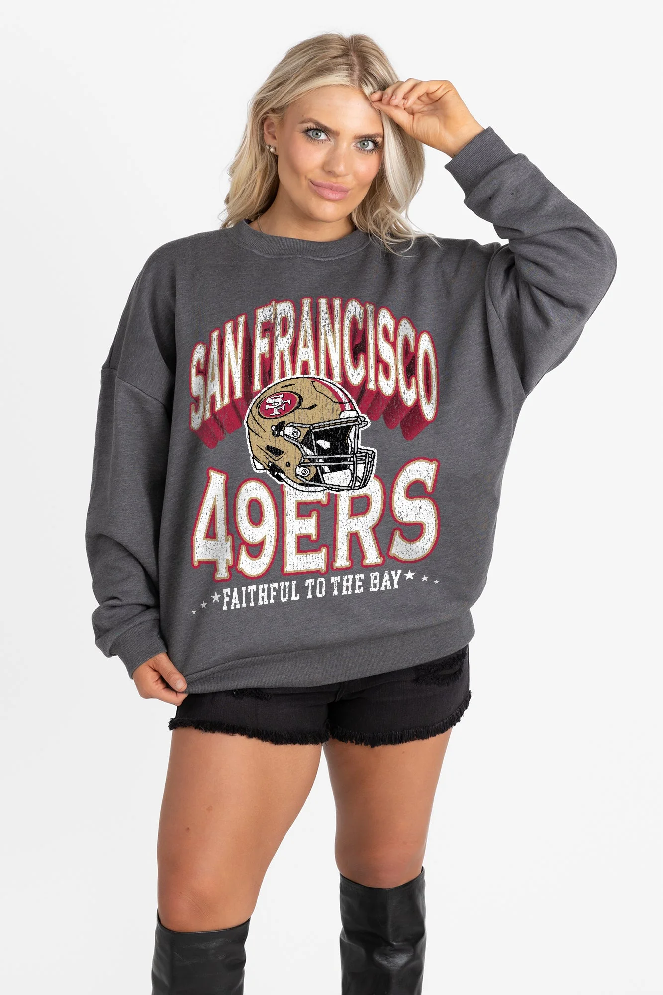 SAN FRANCISCO 49ERS STAY COOL PREMIUM FLEECE CREWNECK PULLOVER BY RANDI MAHOMES - Image 3