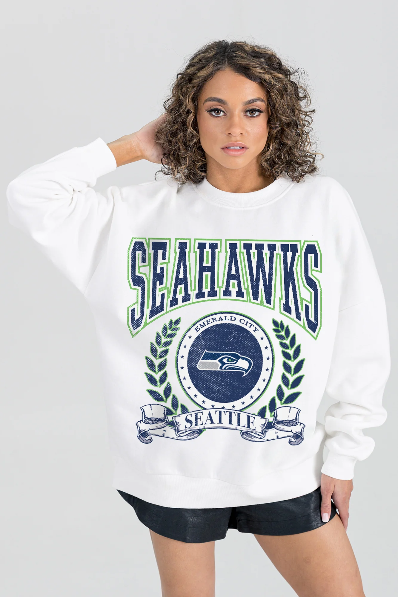 SEATTLE SEAHAWKS STAY COOL PREMIUM FLEECE CREWNECK PULLOVER - Image 3
