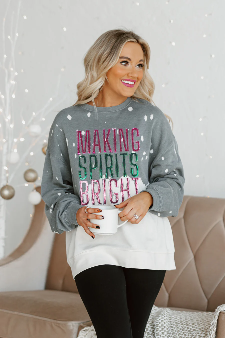 SPREAD THE CHEER BLEACH DYE SWEATSHIRT - Image 2