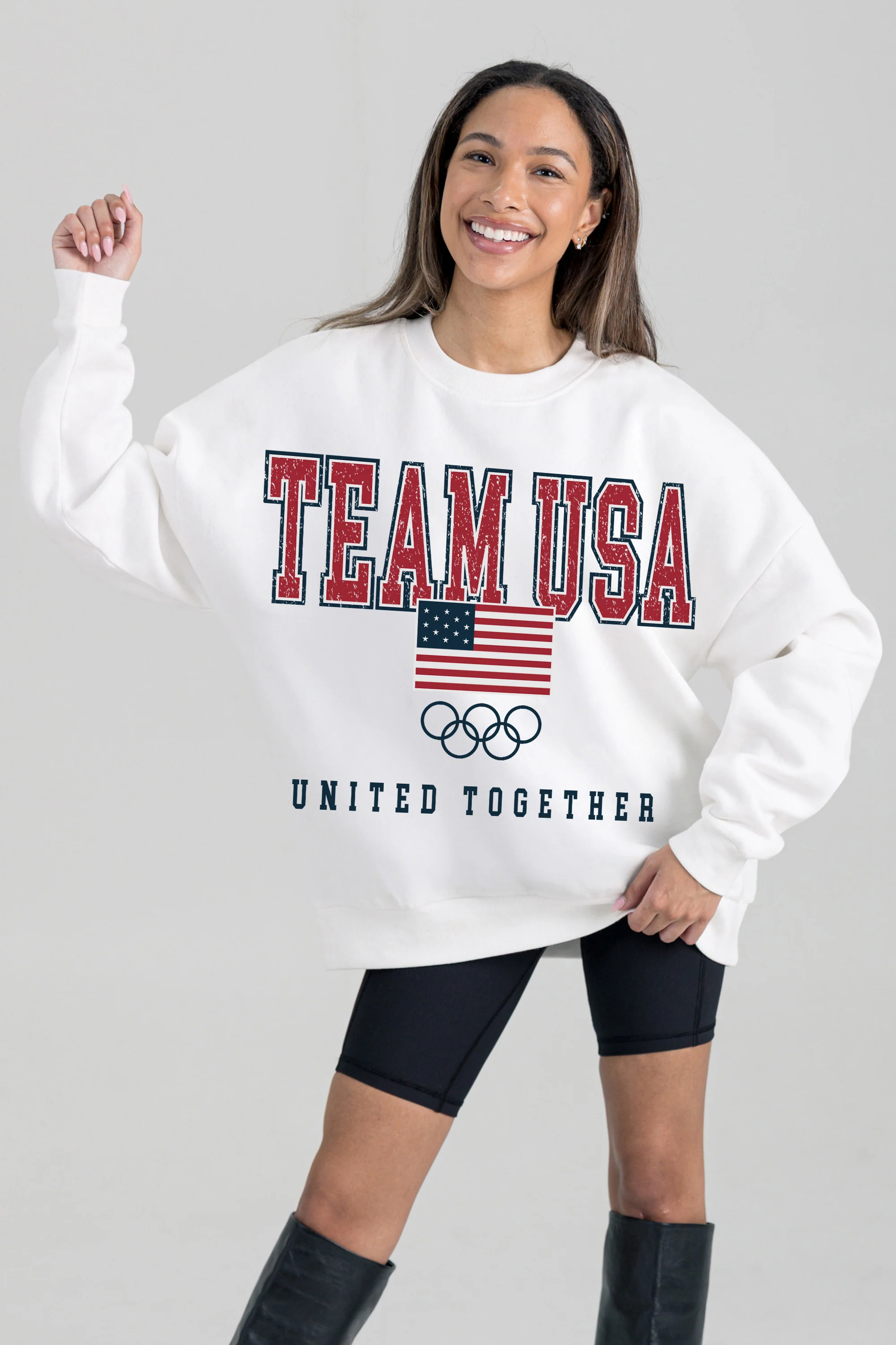 TEAM USA UNITED TOGETHER PREMIUM FLEECE DROP SHOULDER CREWNECK PULLOVER