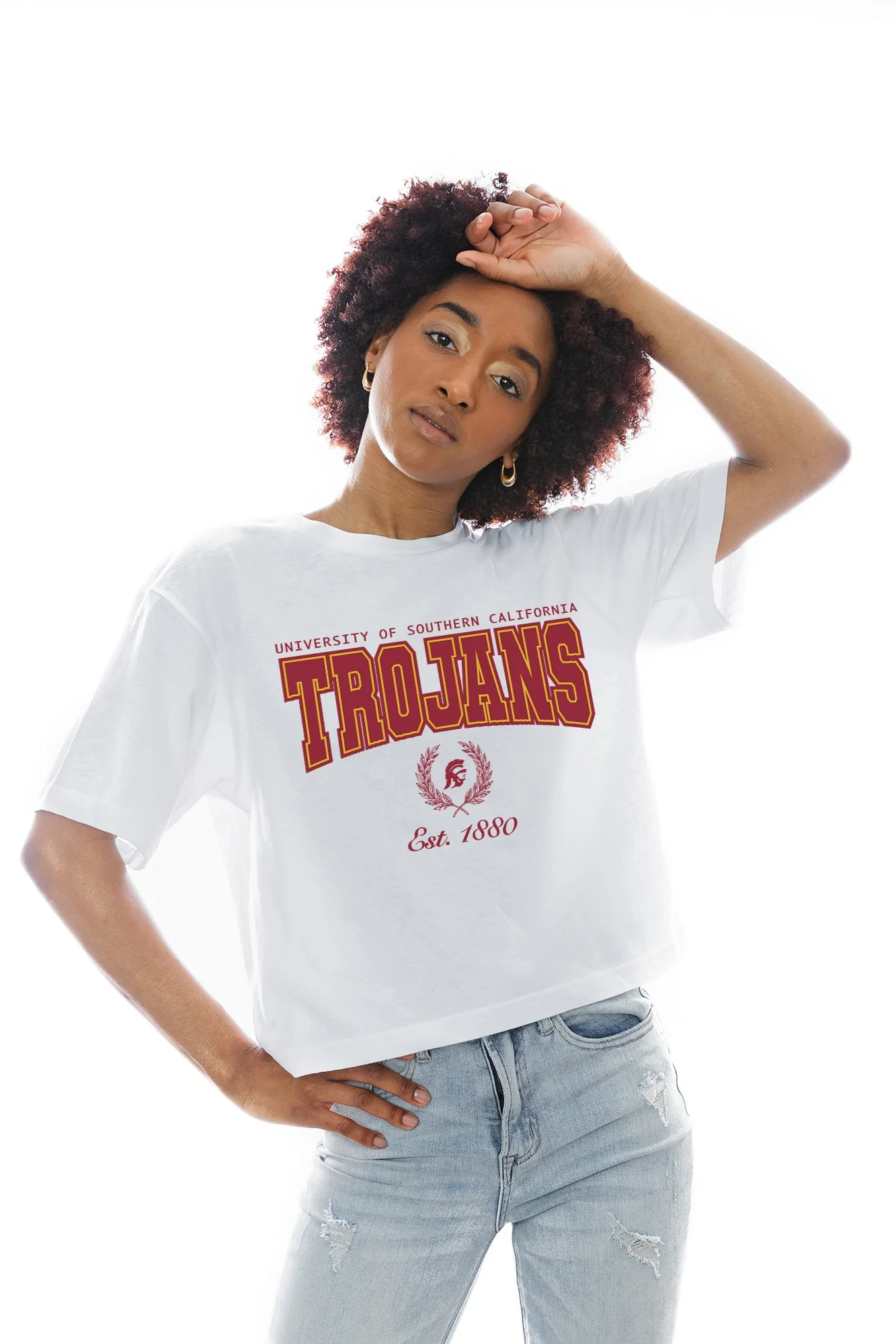 USC TROJANS EASY WIN BOXY FIT CROP TEE - Image 3