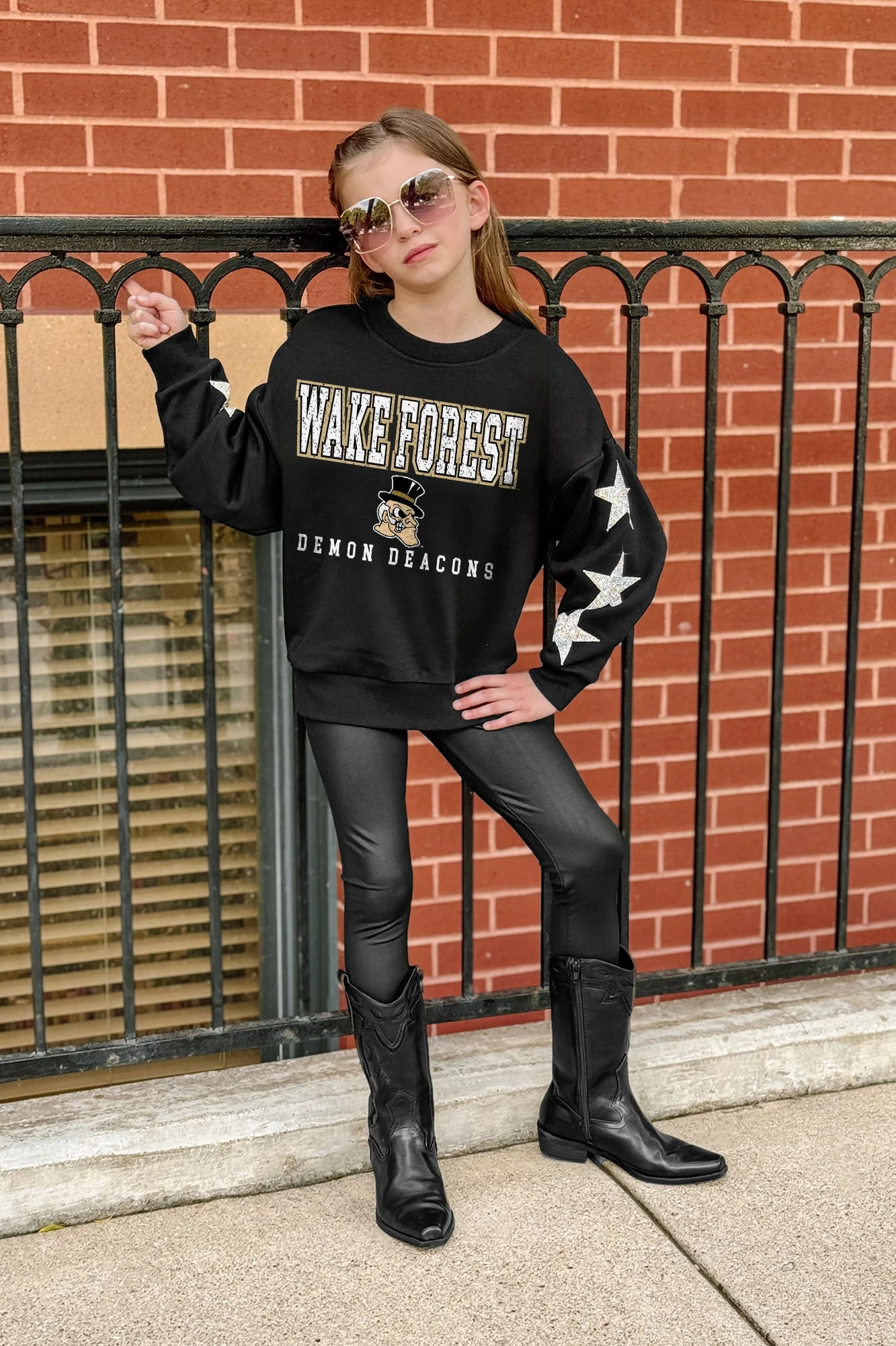 WAKE FOREST DEMON DEACONS VELOCITY KIDS STAR SLEEVE CREWNECK PULLOVER - Image 3