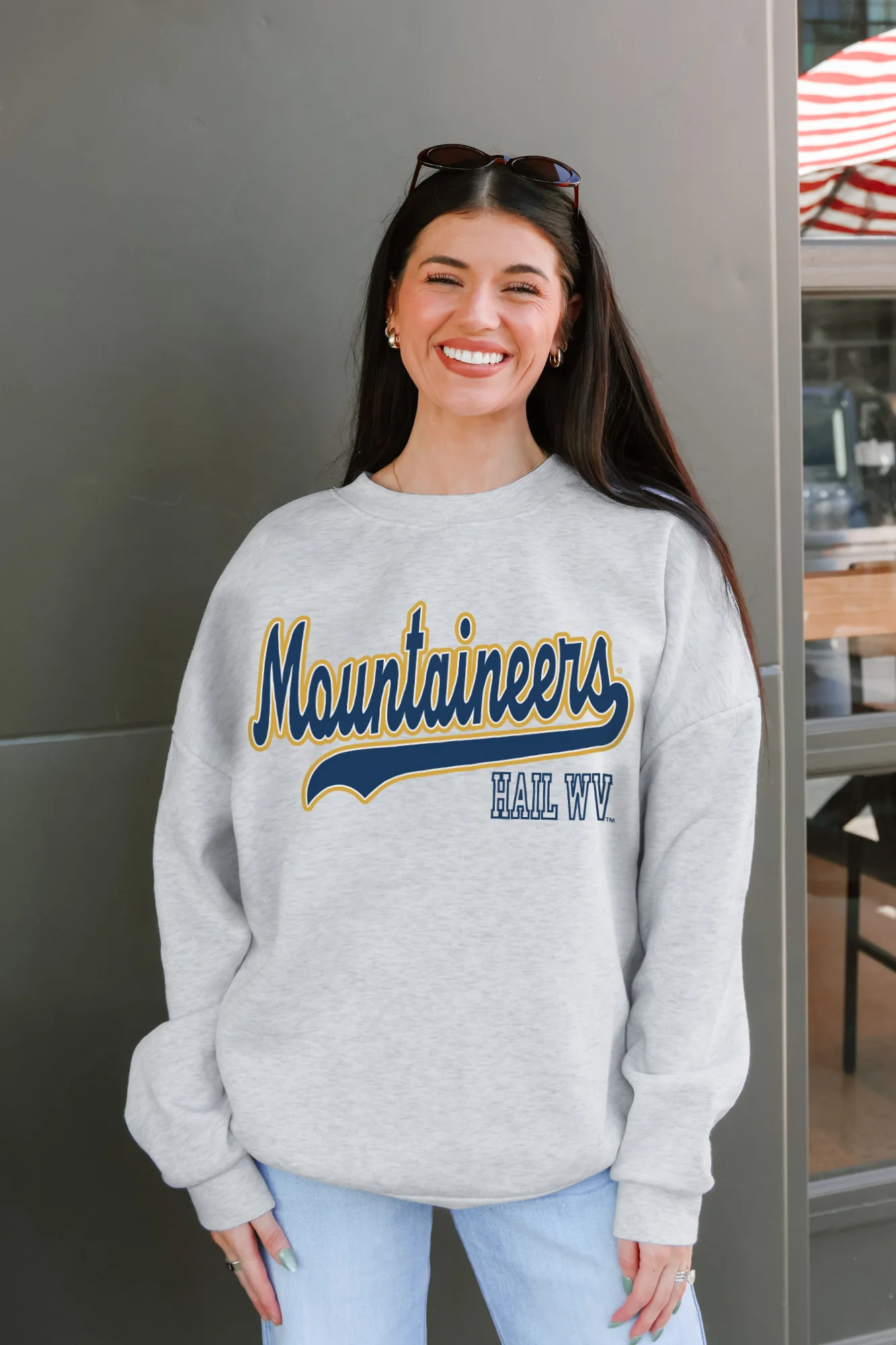 WEST VIRGINIA MOUNTAINEERS CLASSIC WIN PREMIUM FLEECE CREWNECK PULLOVER