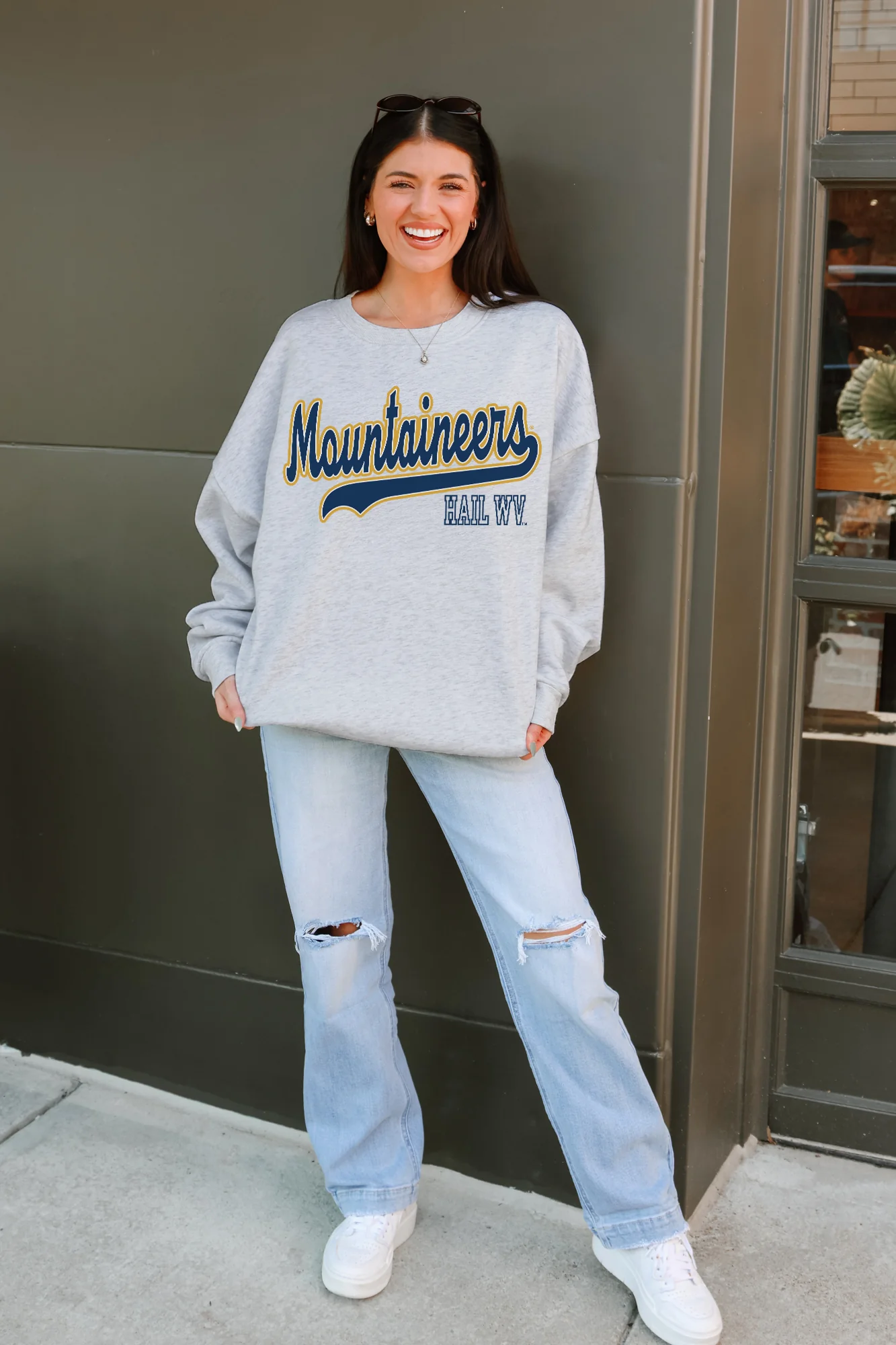 WEST VIRGINIA MOUNTAINEERS CLASSIC WIN PREMIUM FLEECE CREWNECK PULLOVER - Image 2